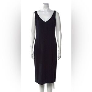 St. John Collection V-Neck Elegant Black Midi Length Dress Size: M I US 8